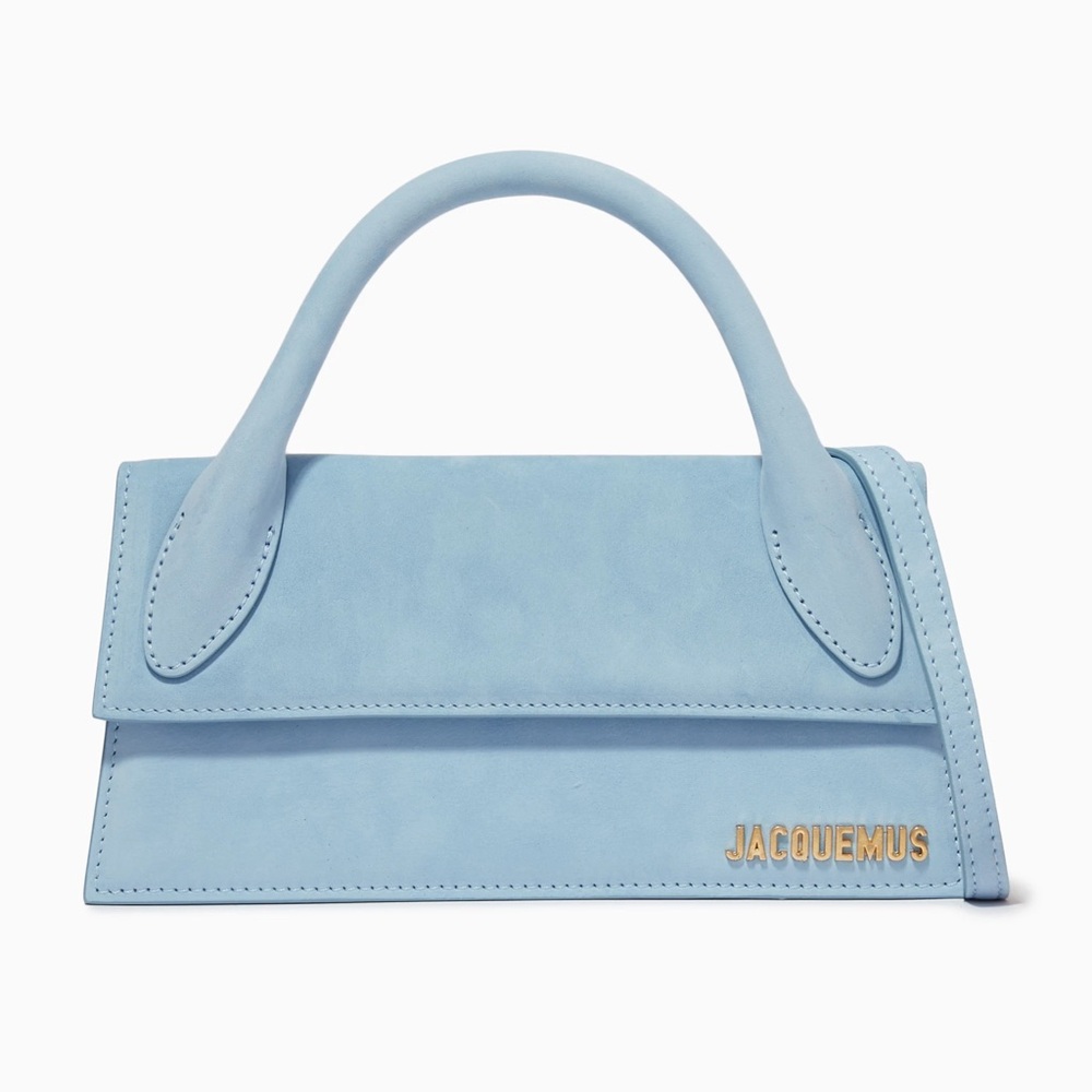 Jacquemus Le Chiquito Long Blue Suede Handbag